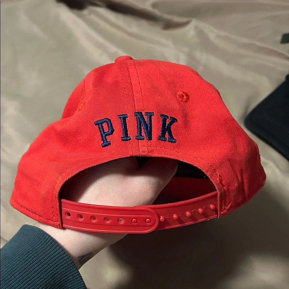 VS PINK Cleveland Guardians Block C Red Baseball Cap with Navy 'C' Emblem - Picture 2 of 3